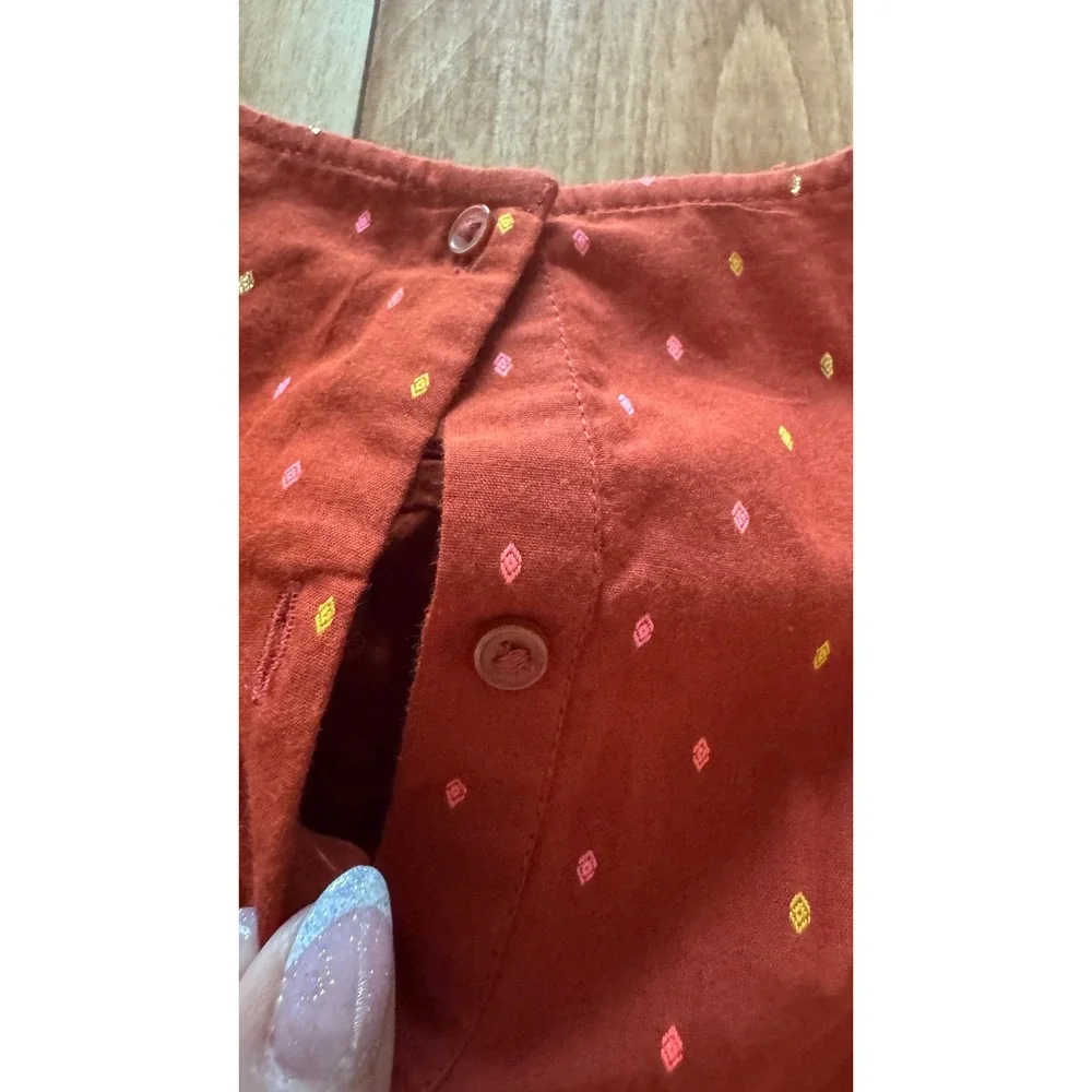 Cat & Jack Girls Rust Orange Metallic Diamond Dobby Long Sleeve‎ Size M 7/8